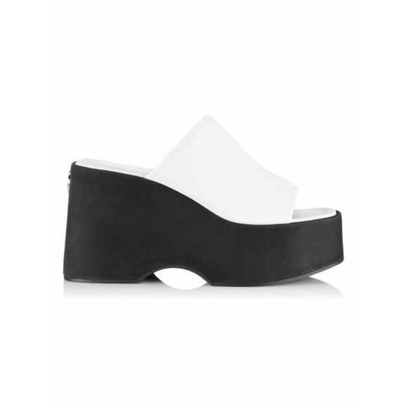 MICHAEL Michael Kors Dabney Leather Platform Wedge Slides sz 10 - Picture 1 of 3